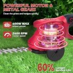 VARAI Cordless Hedge Trimmer, 2-in-1 Hedge Trimmer, Ultra Long Battery Life with Battery*2, high-Power and high-Capacity Grass Trimmer for Gardens, Yards and lawns, Including Charger