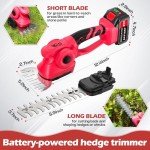 VARAI Cordless Hedge Trimmer, 2-in-1 Hedge Trimmer, Ultra Long Battery Life with Battery*2, high-Power and high-Capacity Grass Trimmer for Gardens, Yards and lawns, Including Charger