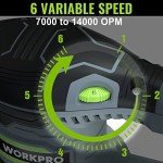 WORKPRO 5-Inch Random Orbit Sander, 6 Variable Speeds 7000 to 14000 RPM, 2.5 Amp Electric Sander for Woodworking with Dust Collector, 15pcs Sandpapers
