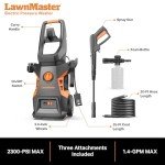 LawnMaster LT506-2000A Electric Pressure Washer 13 Amp 1.4 GPM 2300 Max PSI with Foam Bottle CSA Certified