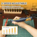 Bucasso Cordless Pen Sander, 5-Speed and USB Charging with LED Light, Multi-Purpose Power Tool, Mini Power Sander for Sanding, Polishing, Finishing, DIY Crafts