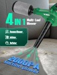 K I M O. Cordless Leaf Blower and Vacuum Combo 4 In 1, 3 Nozzles for Inflation and Deflation, 190MPH, Control Panel with 3 Speed,20 Inch Extended Tube, 2.0Ah Battery Powered Leaf Blowers for Lawn Care