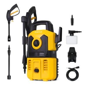 PUREPLUS Electric Pressure Washer, Max 2000 PSI 1.8 GPM Car Power Washer with Foam Cannon, Adjustable Nozzle, 16.5 FT Power Cord, 20 FT Hose, Spray Gun, for Cars, Fences, Driveway, Patios, Gardens