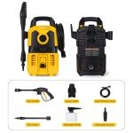 PUREPLUS Electric Pressure Washer, Max 2000 PSI 1.8 GPM Car Power Washer with Foam Cannon, Adjustable Nozzle, 16.5 FT Power Cord, 20 FT Hose, Spray Gun, for Cars, Fences, Driveway, Patios, Gardens