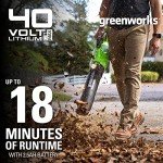 Greenworks 40V (120 MPH / 500 CFM / 75+ Compatible Tools) Cordless Axial Leaf Blower, 2.5Ah Battery and Charger Included