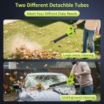 Leaf Blower Cordless with 2 x 4.0Ah Battery and Fast Charger, 650CFM 170MPH Electric Blower, 3 Speed Modes, 20V Handheld Leaf Blowers for Lawn Care, Yard, Blowing Leaves, Snow, Small Gravel, Green