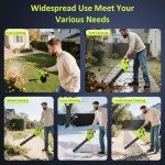 Leaf Blower Cordless with 2 x 4.0Ah Battery and Fast Charger, 650CFM 170MPH Electric Blower, 3 Speed Modes, 20V Handheld Leaf Blowers for Lawn Care, Yard, Blowing Leaves, Snow, Small Gravel, Green
