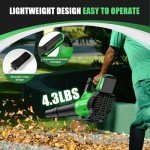 Cordless Leaf Blower – 3-Speed Settings, 580 CFM / 160 MPH Powerful Electric Blower with 2 × 4.0Ah Batteries and Charger, Ideal for Lawn Maintenance, Yard Work, and Garage Cleanup