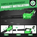 Cordless Leaf Blower – 3-Speed Settings, 580 CFM / 160 MPH Powerful Electric Blower with 2 × 4.0Ah Batteries and Charger, Ideal for Lawn Maintenance, Yard Work, and Garage Cleanup