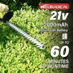 Neuradical 21V Cordless Hedge Trimmer with Battery, 20 Inch Steel Blade, Bush Trimmer Cordless, 2Ah Battery and Charger Included, Green