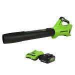 Greenworks 24V (110 MPH / 450 CFM / 125+ Compatible Tools) Cordless Brushless Axial Leaf Blower, 4.0Ah Battery and Charger Included