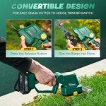 SakerPlus Cordless Hedge Trimmer, 2-in-1 Electric Bush Trimmer and Handheld Grass Cutter, 22V Lightweight Mini Shrub Trimmer Grass Clippers with 2 Batteries and Charger, Perfect Gardening Yard Tools