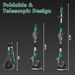 Electric Drywall Sander with Vacuum Dust Collector, IMQUALI® 9.5Amp Popcorn Ceiling Removal Tool with Variable Speed 600-2600RPM, Extendable Handle, LED Light, 12pcs Sanding Discs, Green