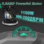 Electric Drywall Sander with Vacuum Dust Collector, IMQUALI® 9.5Amp Popcorn Ceiling Removal Tool with Variable Speed 600-2600RPM, Extendable Handle, LED Light, 12pcs Sanding Discs, Green