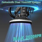 Electric Drywall Sander with Vacuum Dust Collector, IMQUALI® 9.5Amp Popcorn Ceiling Removal Tool with Variable Speed 600-2600RPM, Extendable Handle, LED Light, 12pcs Sanding Discs, Green