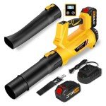 Leaf Blower Cordless, 21V 5.2Ah Battery & Charger, 6 Speed Modes, Digital Display, 500CFM/150MPH Electric Cordless Leaf Blower for Lawn Care, Leaf Blowing, Dust & Snow Removal