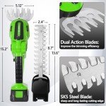Hedge Trimmer Cordless with Battery and Charger 21V Electric Brush Grass Shrub Trimmer 2 in 1 Handheld Mini Grass Shears Grass Cutter Battery Powered Hedge Trimmer
