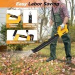Leaf Blower Cordless, 21V 5.2Ah Battery & Charger, 6 Speed Modes, Digital Display, 500CFM/150MPH Electric Cordless Leaf Blower for Lawn Care, Leaf Blowing, Dust & Snow Removal