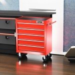 DNA MOTORING TOOLS-00263 5-Drawer Plastic Top Rolling Tool Cabinet with Keyed Locking System,13" D x 24.5" W x 30.5" H,Red