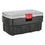 Rubbermaid ActionPacker Lockable Storage Box, 35 Gal, Grey and Black, Outdoor, Industrial, Rugged