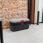 Rubbermaid ActionPacker Lockable Storage Box, 35 Gal, Grey and Black, Outdoor, Industrial, Rugged