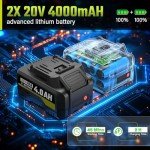 SEYVUM Brushless 12 Inch Chainsaw Cordless, 20V Battery Chainsaw with 2 x 4.0Ah Batteries, 2 x Chains, Electric Chainsaws with Tool-free Chain Tension, Auto Oiling for Wood Cutting Trimming Branch