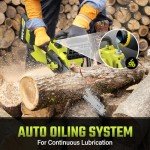 SEYVUM Brushless 12 Inch Chainsaw Cordless, 20V Battery Chainsaw with 2 x 4.0Ah Batteries, 2 x Chains, Electric Chainsaws with Tool-free Chain Tension, Auto Oiling for Wood Cutting Trimming Branch