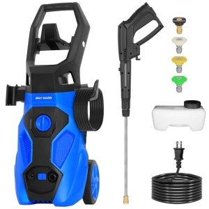 1.76 GPM Electric Pressure Washer, 2465 Max PSI Power Washer with Stainless Steel Wand, 4 Spray Nozzles, Built-in 0.9L Detergent Tank, 20 Ft Hose, 35 Ft Power Cord for Cars, Driveway, Home Cleaning