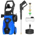 1.76 GPM Electric Pressure Washer, 2465 Max PSI Power Washer with Stainless Steel Wand, 4 Spray Nozzles, Built-in 0.9L Detergent Tank, 20 Ft Hose, 35 Ft Power Cord for Cars, Driveway, Home Cleaning