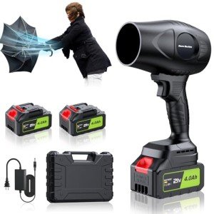 Electric-Cordless-Leaf-Blower - 400000RPM Handheld Leaf Blower - 2 X 4.0Ah Batteries and Charger Included, Lightweight Leafs Blower for Patio Cleaning Dark