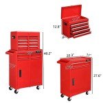 TUFFIOM 5-Drawer Rolling Tool Chest, Tool Storage Cabinet w/Drawers, Lockable Wheels, Detachable Top & Adjustable Shelf, Mechanic Tool Organizer Box for Garage, Workshop, Warehouse & Repair Shop
