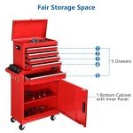TUFFIOM 5-Drawer Rolling Tool Chest, Tool Storage Cabinet w/Drawers, Lockable Wheels, Detachable Top & Adjustable Shelf, Mechanic Tool Organizer Box for Garage, Workshop, Warehouse & Repair Shop