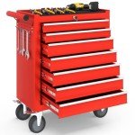 7-Drawer Rolling Tool Chest with Wheels, Tool Box with Locking System and Sliding Drawers, Tool Box Organizer for Garage, Warehouse, Workshop(Red)