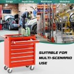 7-Drawer Rolling Tool Chest with Wheels, Tool Box with Locking System and Sliding Drawers, Tool Box Organizer for Garage, Warehouse, Workshop(Red)