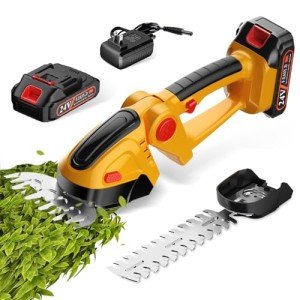 Hedge Trimmer Cordless with 21V Battery - 2 in 1 Electric Shrubbery Trimmer, Handheld Grass Shear Cutter Lightweight-Mini-Grass-Trimmer Bush Trimmer for Garden Yard Lawn Pruning