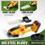 Hedge Trimmer Cordless with 21V Battery - 2 in 1 Electric Shrubbery Trimmer, Handheld Grass Shear Cutter Lightweight-Mini-Grass-Trimmer Bush Trimmer for Garden Yard Lawn Pruning