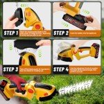 Hedge Trimmer Cordless with 21V Battery - 2 in 1 Electric Shrubbery Trimmer, Handheld Grass Shear Cutter Lightweight-Mini-Grass-Trimmer Bush Trimmer for Garden Yard Lawn Pruning