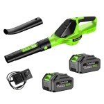 Leaf Blower Cordless 21V Powerful Electric Leaf Blower with 2 Batteries and Charger, 3.0Ah Lightweight Battery Powered Leaf Blowers for Lawn, Yard Cleaning Blows Leaves, Dust, Snow