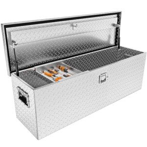 YITAMOTOR 48 Inch Truck Bed Tool Boxes Heavy Duty Aluminum with Sliding Shelf, Diamond Plate ToolBox for Pick Up Truck RV Trailer, Chest Storage Organizer with Lock and Keys