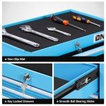 DNA MOTORING 7-Drawer Plastic Top Rolling Tool Cabinet with Keyed Locking System, Lockable Slide Tool Chest Rolling Tool Cart Cabinet, Blue, TOOLS-00486