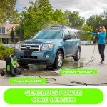 Electric Pressure Washer 4800 PSI 3.0 GPM High Power Washer with Anti-Tipping, 35FT Power Cord, Cleaning Machine with Foam Cannon for Cars Fences Driveways Patios Home Cleaning Green