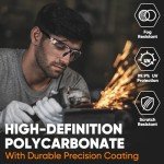 TICONN Anti-Fog Safety Glasses for Men and Women, ANSI Z87.1 Scratch Proof Eye Goggles with Adjustable Arms and UV Protection (Clear, 1PK)