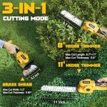 MtiolHig 11-inch Cordless Hedge Trimmer for DeWalt 20V Battery, 3-in-1 Handheld Electric Grass Shear & Shrub Trimmer with 3 Replacement Blades, Lightweight Bush Trimmer for Yard & Lawn, Garden Tool