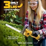MtiolHig 11-inch Cordless Hedge Trimmer for DeWalt 20V Battery, 3-in-1 Handheld Electric Grass Shear & Shrub Trimmer with 3 Replacement Blades, Lightweight Bush Trimmer for Yard & Lawn, Garden Tool
