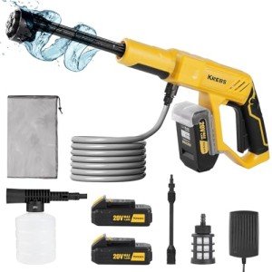 Cordless Pressure Washer, Max 560 PSI 20V Portable Power Washer with 2pcs Rechargeable 1500mAh Battery 6 in 1 Nozzles, High Pressure Washer for Car Fence Floor Patio Home Cleaning