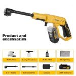 Cordless Pressure Washer, Max 560 PSI 20V Portable Power Washer with 2pcs Rechargeable 1500mAh Battery 6 in 1 Nozzles, High Pressure Washer for Car Fence Floor Patio Home Cleaning