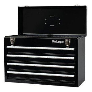 Workington Portable Metal Tool Chest with 4 Drawers, 20" 4-Drawer Tool Chest Cabinet with Ball Bearing Drawer Slides, Steel Tool Storage Box Organizer 4004 Black