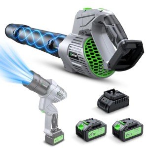 Leaf Blower - 500000RPM Cordless Electric Blower - 2 X 4.0Ah Batteries and Charger - 5 Speed Mode - 21V Lightweight Leaf Blower Cordless for Patio Cleaning, Lawn Care (Gray)