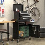 CMFYDAILY 5-Drawers Black Tool Chest, 2-in-1 Mechanic Rolling Tool Box Removable Lockable Tool Storage Cabinet, Metal Tool Cart with Drawers and Wheels for Garage, Workshop