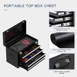 CMFYDAILY 5-Drawers Black Tool Chest, 2-in-1 Mechanic Rolling Tool Box Removable Lockable Tool Storage Cabinet, Metal Tool Cart with Drawers and Wheels for Garage, Workshop